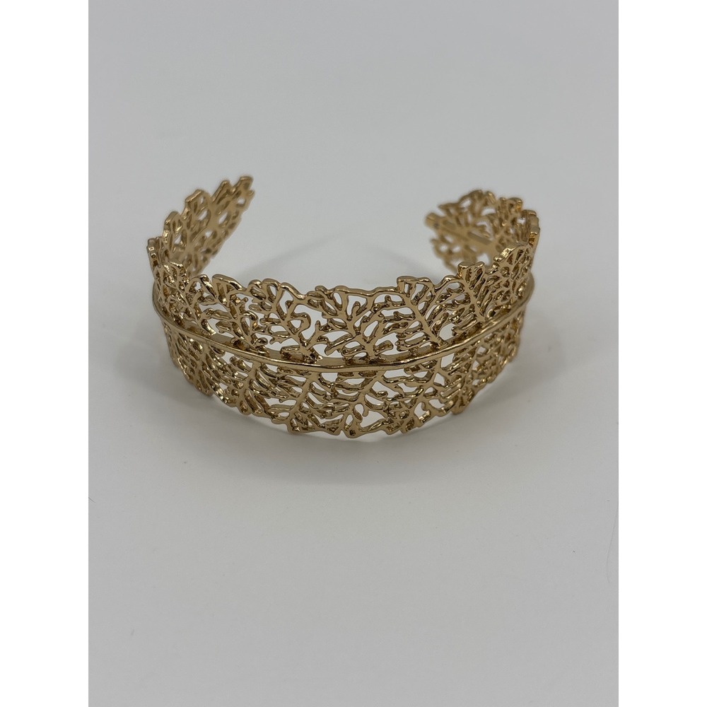 Gold Tone Filigree Leaf Cuff Bracelet‎ Women's Fashion Jewelry